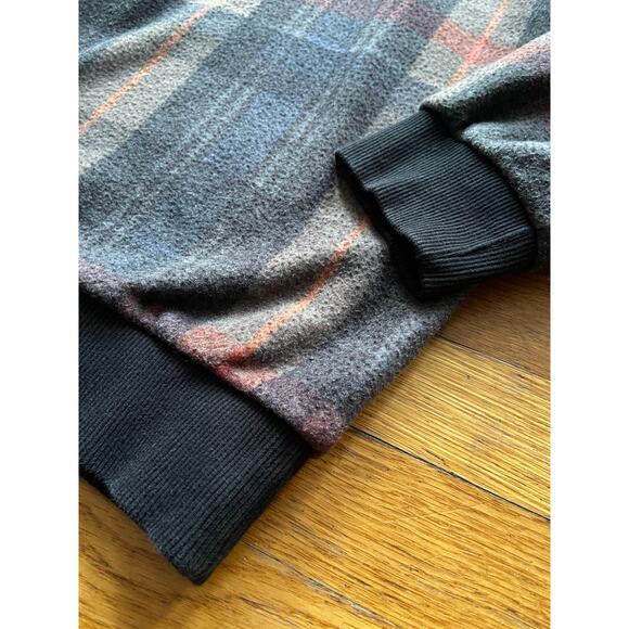 TOPMAN Gray/Multicolored Plaid Hoodie Mens sz L - Picture 4 of 9